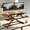 Rustic, variant on MarketLane  35" Large Height Adjustable Standing Desk Converter - Quick Sit Stand Up Triple Monitor Riser - Gas Spring Computer Workstation - Retractable Keyboard Tray - Teak Wood Grain,Rustic