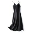 thumbnail image 1 of Laklulu Vestido de fiesta de satén con tirantes finos sin mangas para mujer, para invitados de boda, cóctel, noche, formal, negro, L, 1 of 5