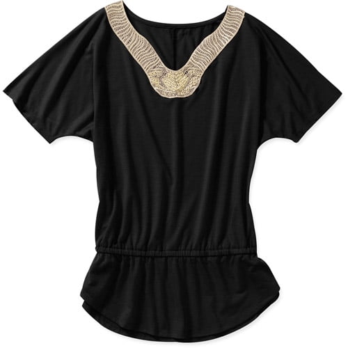 Concepts Women's Embellished Knit Top with Gathered Waist