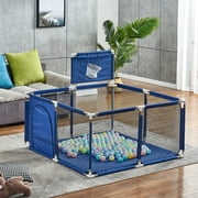 Reed Royal Large Baby Playpen (50x50x26inch), Packable & Portable Play Pens for Babies and Toddlers, Baby Play Yards with Basketball Hoop, Kids Indoor & Outdoor Activity Center, Baby Fence with Breathable Mesh