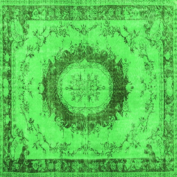 Ahgly Company Indoor Square Persian Green Traditional Area Rugs, 4' Square