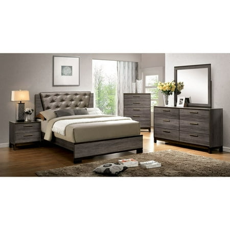 Furniture of America Althea 4-Piece Gray Bedroom Set, Multiple