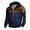 93#Dark Blue, variant on Mens Western Aztec Navajo Print Quarter Zip Hoodie Heavyweight Fleece Lined Muscle Fit Long Sleeve Pullover Sweatshirt Kangaroo Pocket Drawstring Hood Warm Fall Winter Streetwear Gray XL
