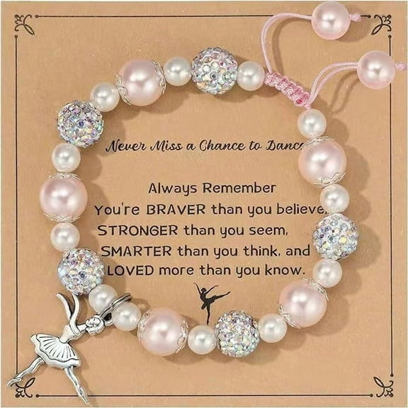 Dalrosia Dance Recital Gifts for Women, Dancing Sparkle Pink Dance Bracelet for Dance Lover Team, Ballerina Gift for Ballet Dancer, Dancing School Competition Gifts for Ballet Friends Mate