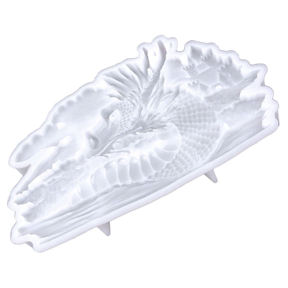 IDEANATEGRATE 1Set Dragon Head Crafting Mold in White Silicone for Wall Decor and DIY Projects with Half-3D Castle Design