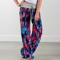 thumbnail image 2 of Dyegold Lounge Pants Women Comfy Casual Pajama Y2k Pants Floral Print Drawstring High Waist Wide Leg Palazzo Lounge Pants, 2 of 6