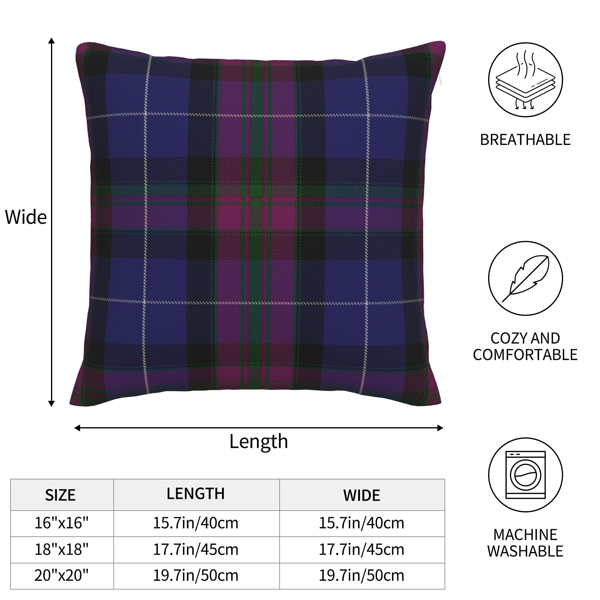 Modern Linen Throw Pillow Covers Thomson Thompson Mactavish Tartan Pillow  Covers Pillowcases Home Decor Bed Couch Sofa Office Living Room Cushion(Without  Pillow Core) 