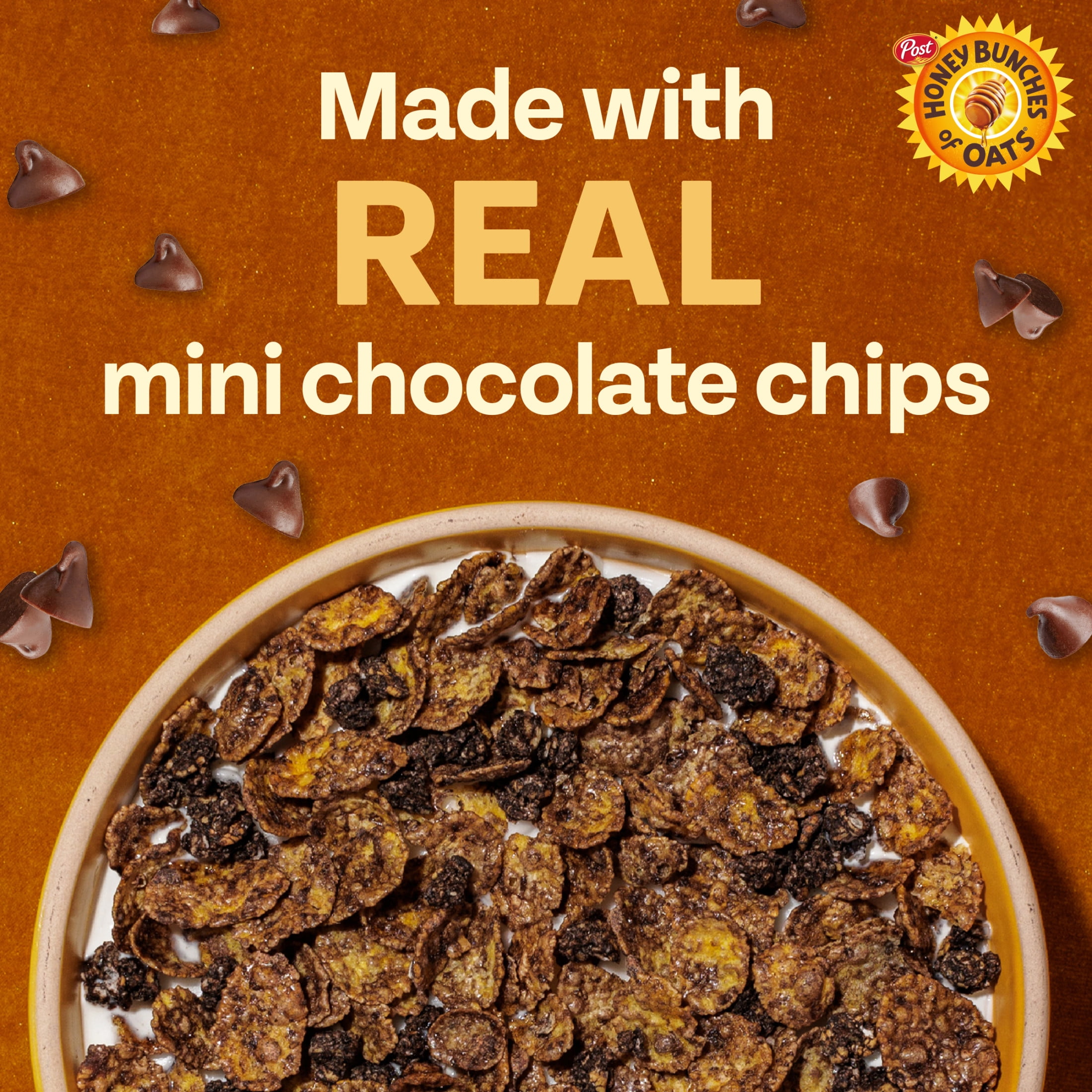 Honey Bunches of Oats Chocolate Breakfast Cereal, Made with Whole Grain Cereal, 18oz Box
