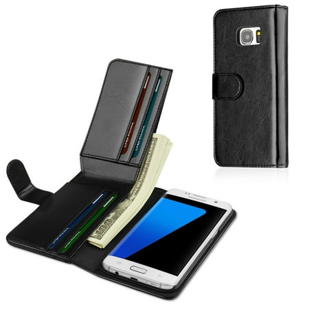 Galaxy S7 Wallet Case - Premium Synthetic Leather Wallet Case Flip Cover with Credit ID Card Slots and Money Pocket for Samsung Galaxy S7 (Best Samsung Phone For The Money)