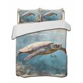 thumbnail image 2 of Quilts Queen Size, Ocean Turtle Soft Comforter Bedding Set for Bed, Retro Coral Reef Illustration Coastal Lightweight Quilted Bedspread with Pillow Cover(2 Pieces) for All Season, 90x96 Inch, 2 of 6