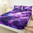 thumbnail image 3 of Manfei Galaxy Starry Sky Bed Sheets,Universe Palnets King Sheets,Purple White Sheet Set For Girl Boys,Microfiber Bedroom Decor,4pcs, 3 of 7