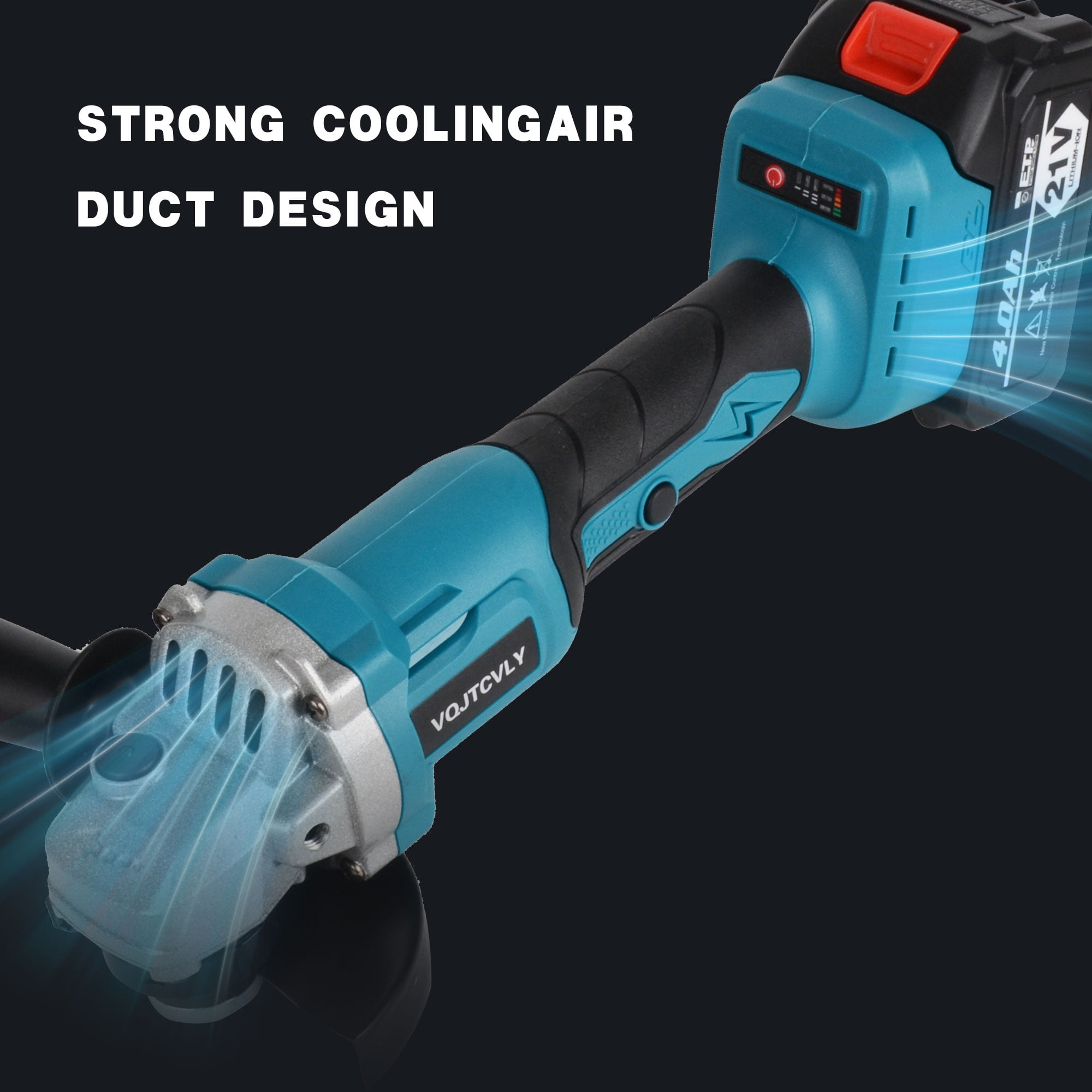 Euur 21V Cordless Angle Grinder, 4.0Ah Battery & 2A Fast Charger, 12000RPM Brushless Motor, Power Angle Grinder with Cutting & Grinding Wheels, Flap Discs for Wood Metal & Rust Removal