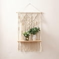 thumbnail image 2 of Tapiz blanco Estante colgante de pared Macramé hecho a mano Colgador de plantas de pared Estante colgante Boho Soporte de libro de plantas de cuerda Sunnimix Estante de pared tapiz, 2 of 7