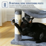 PAWZ Road 69 Cat Tree for Indoor Cats Multi-Level Cat Condo with Large Hammock Perch and 5 Scratching Posts, Dark Gray