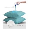thumbnail image 4 of Pack of 2 Outdoor Pillow Covers, Vintage Pattern Moroccan Pattern Aqua Blue Waterproof Square Throw Pillowcase Cushion Decorative Pillow Covers for Couch Patio Tent, 26x26 in, 4 of 6