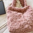 thumbnail image 4 of Bolso de hombro de felpa a la moda, Bolso de mano superior de lana para otoño e invierno para mujer (rosa), 4 of 7
