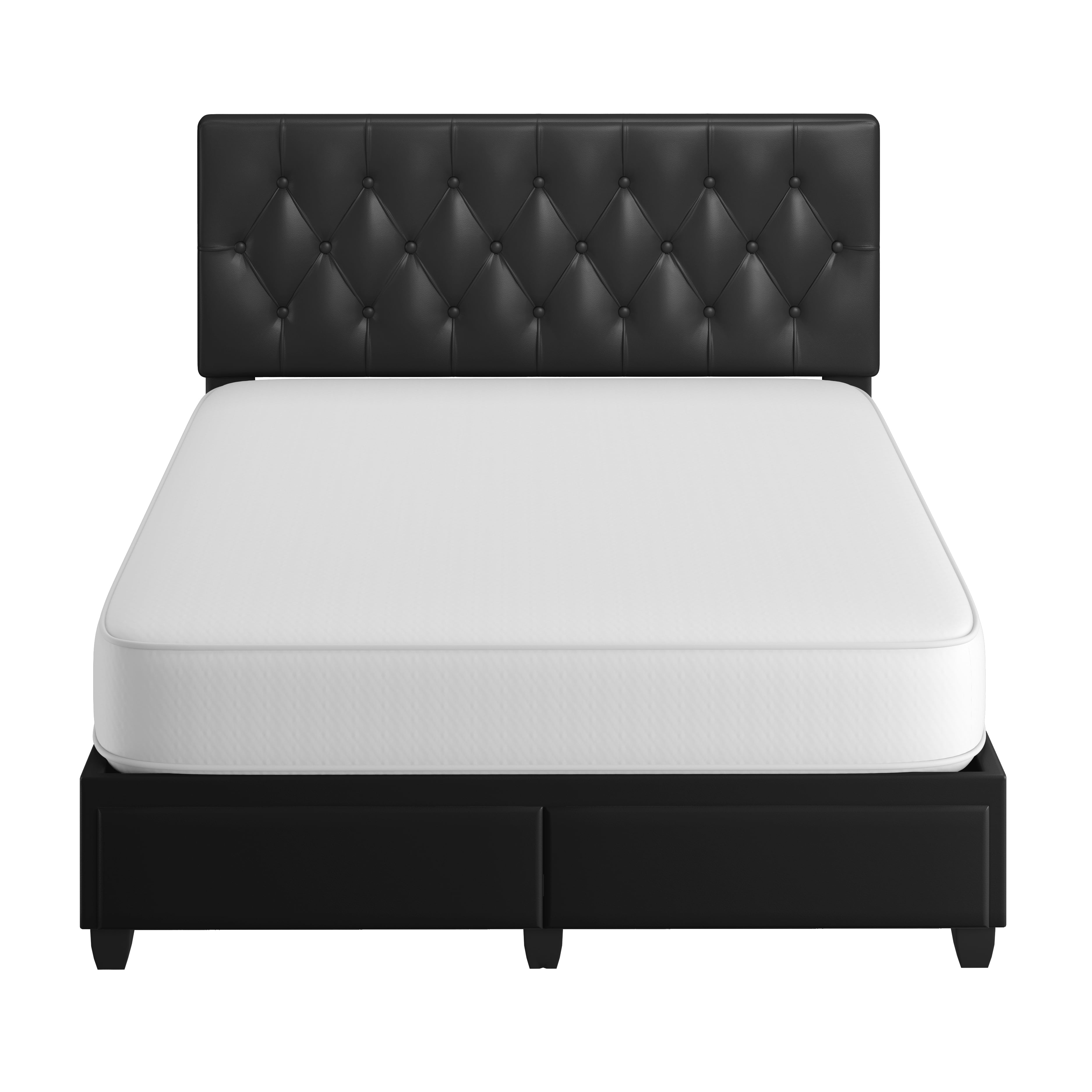 Boyd Sleep Verona Faux Leather Upholstered Tufted Platform Storage Bed Frame, Queen, Black