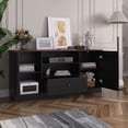 thumbnail image 5 of 63 in Farmhouse TV Stand for TVs up to 70 Inch, Modern Entertainment Center with Storage Drawer and Open Shelves, Shaker Door TV Console Media Cabinet for Living Room, Bedroom, Black, 5 of 9
