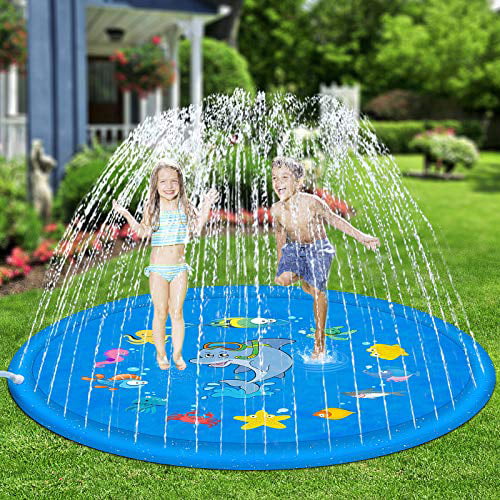 Wading Splash & Sprinkler Water Toys for Fun Games 68” Outdoor Summer Sprinkler for Toddlers and 1-12 Years Old Boys & Girls and Play Babies PEFECEVE Splash Pad for Kids Party