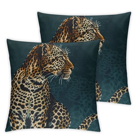 Leopard Printed Throw Pillow Cover with Tassels Super Soft Velvet Animal Pattern Decorative Square Cushion Case Pillowcase (Green