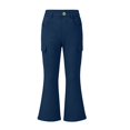 thumbnail image 3 of Girls Cargo Flare Pants Bell Bottom Leggings with Pockets Elastic Waist Stretch Bootcut Trousers for Daily Wear (5-15 Years), 3 of 8