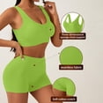 thumbnail image 6 of Stamzod Women's 2 Piece Workout Sets Push-Up Wireless Sports Bra Camisole Tank Top and Yoga Shorts Casual Fitted Gym Outfits for Women Green C S, 6 of 9