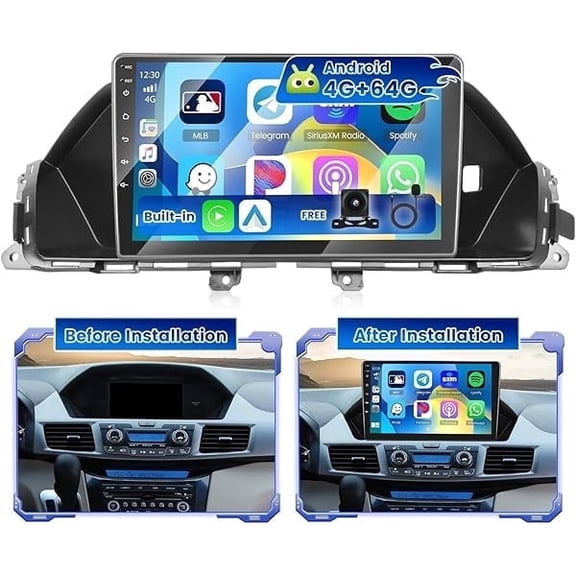 4 64G Car Stereo for Honda Odyssey EX-L 2011-2017 with Carplay Android Auto 9in Touchscreen Android 15 Car Radio Player with Bluetooth Wifi GPS Navi FM/RDS SWC Quad Core