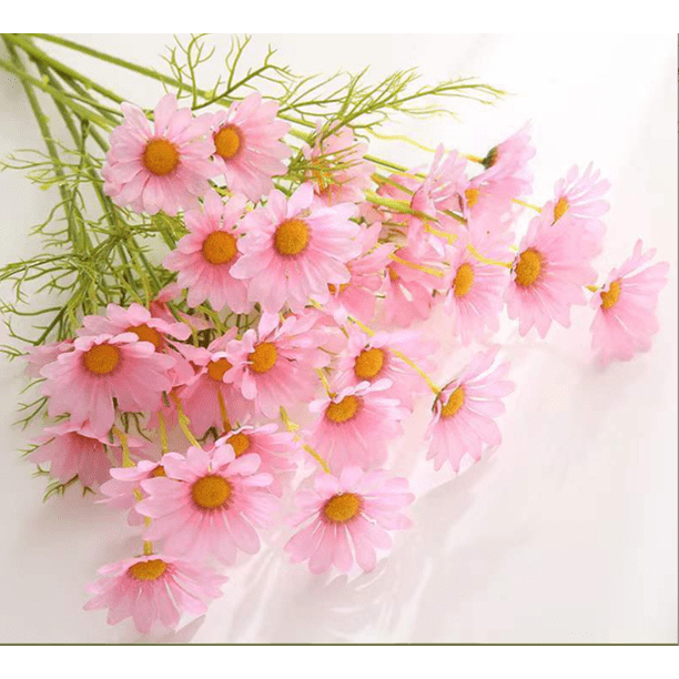 Xiao Hua 12 flores artificiales de margaritas pequeñas, flores falsas, flores artificiales para decoración de bodas