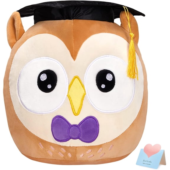 Graduation Owl Plush Pillow Class of 2025 Cute Stuffed Animal with Graduation Cap Soft Sofa Cushion Stretchy Plushy Toy Gifts for Boys Girls for Preschool and College High School 12"