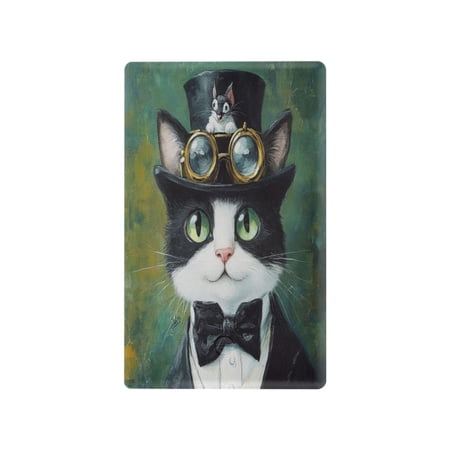 Switch Panel Switch Decoration 2.76x4.53x0.28 Inches Unused Outlet Cover Switch Plate Wall Plates Living Room Kitchen Bedroom Study Switches Black Cat in Suit
