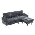 thumbnail image 5 of Homefun Modern Chenille Sectional Sofa with Removable Storage Ottoman, L-Shaped Upholstered Couch with Side Pocket and Cup Holder, Multi-Functional Storage Sofa for Livingroom Apartment, Gray, 5 of 7