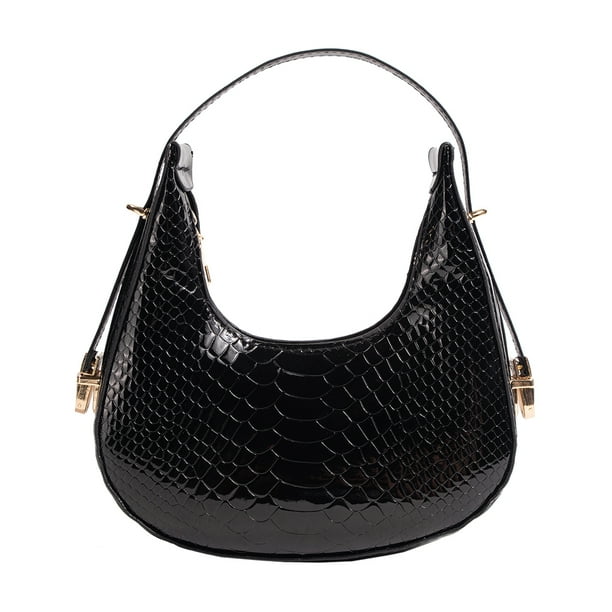 Bolsos para Mujer Bolso Hobo en Forma U Con Patrón para Informal (negro)