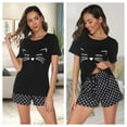 thumbnail image 3 of Short Sleeve Cotton Pajamas Sets for Women 2pc Women's Shorts Pajama Set Women's Cat Print Pajama Set Womens Summer Pajamas Sets Soft Loungewear Sets for Women, S-XXL, 3 of 14