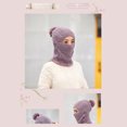 thumbnail image 6 of Xfvqtps Womens 3 in 1 Beanie Face Neck Warmer Set Knit Fleece Lining Solid Color Fuzzy Pompom Stretch Windproof Coldproof Warm Thickened Winter One Piece Skull Cap Neck Circle Scarf Set Purple, 6 of 6