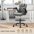 thumbnail image 7 of HYSpacerX 500 LBS Big & Tall Ergonomic High Back Leather Office Chair, Adjustable Height Flip-Up Armrest Executive Computer Chair for Standing & Counter Height Desk, Grey, 7 of 7