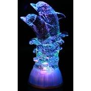Pair of Dolphin, LED Lighted Sparkling Multi-Color Changing Home Decorative Figurines Decor Good Luck Dolphins Statue Gifts