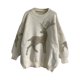 thumbnail image 3 of Suéter Divertido Gibobby de punto manga larga cuello redondo Jacquard dorado suelto mujer Otoño Invierno Blanco M, 3 of 5