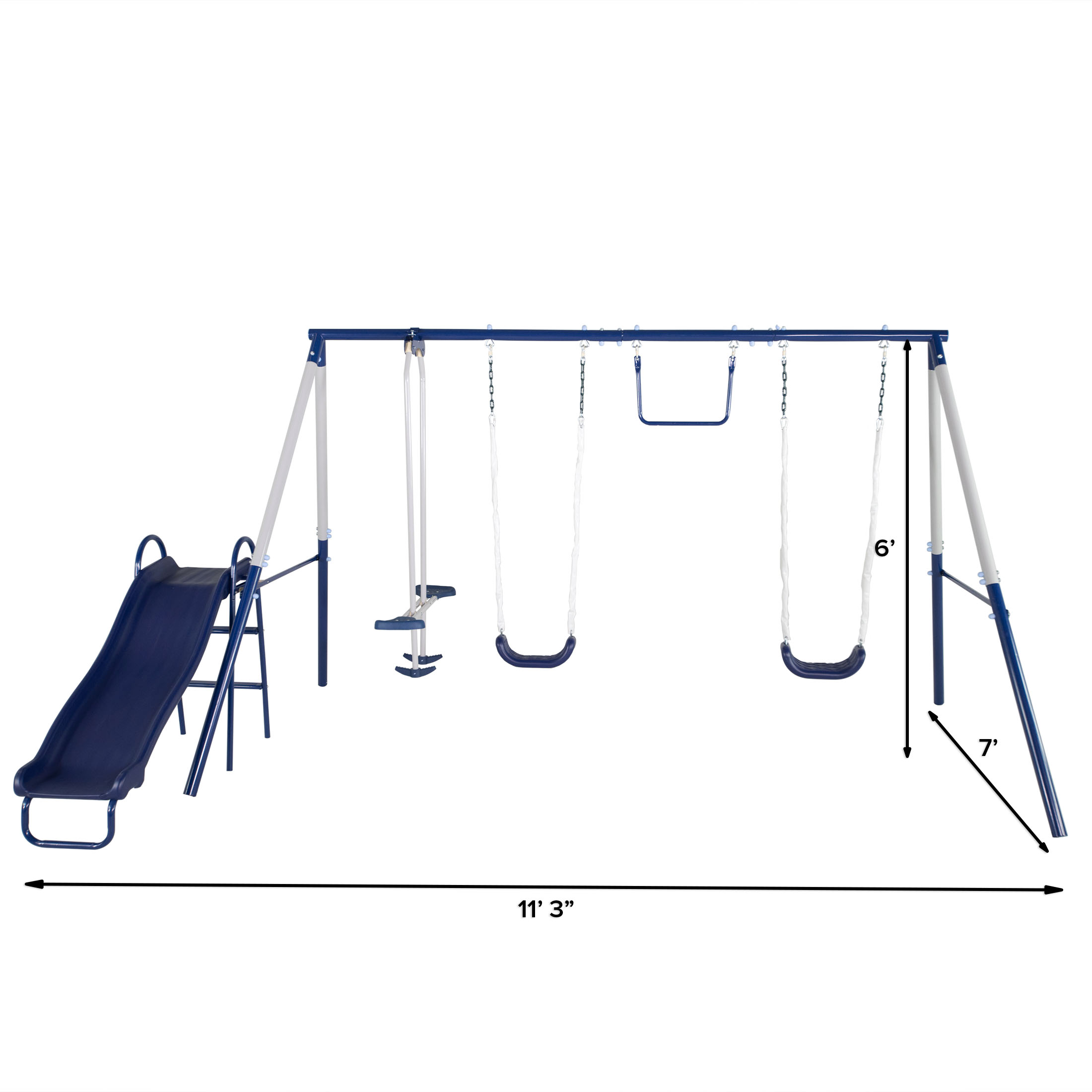 Sportspower Arcadia Metal Swing Set with Trapeze, 2 Person Glider Swing, and Lifetime Warranty on Blow Molded Slide - image 8 of 11