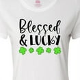 thumbnail image 4 of Inktastic Blessed and Lucky 4 Leaf Clovers St. Patrick's Day Women's T-Shirt, 4 of 5