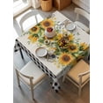 thumbnail image 2 of Sunflower Suqare Tablecloth - 54 x 54 Inch, Summer Botanical Bee Rustic Black Plaid Waterproof & StainResistant Tablecloth, Washable Oil-proof Table Cover for Dining/Party/Wedding/Camping/Buffet, 2 of 9