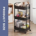 thumbnail image 2 of 3 Tier Storage Rolling Cart Easy to Install Black/White Utility Cart for Kitchen Bathroom Laundry Room, 2 of 4