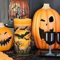 thumbnail image 4 of Halloween Flameless Flickering LED Candles with 6-Hour Timer, Battery Operated Wax Candles Assorted Decals Witch, Bats, Castle Set of 3 for Decoration, 4 of 5