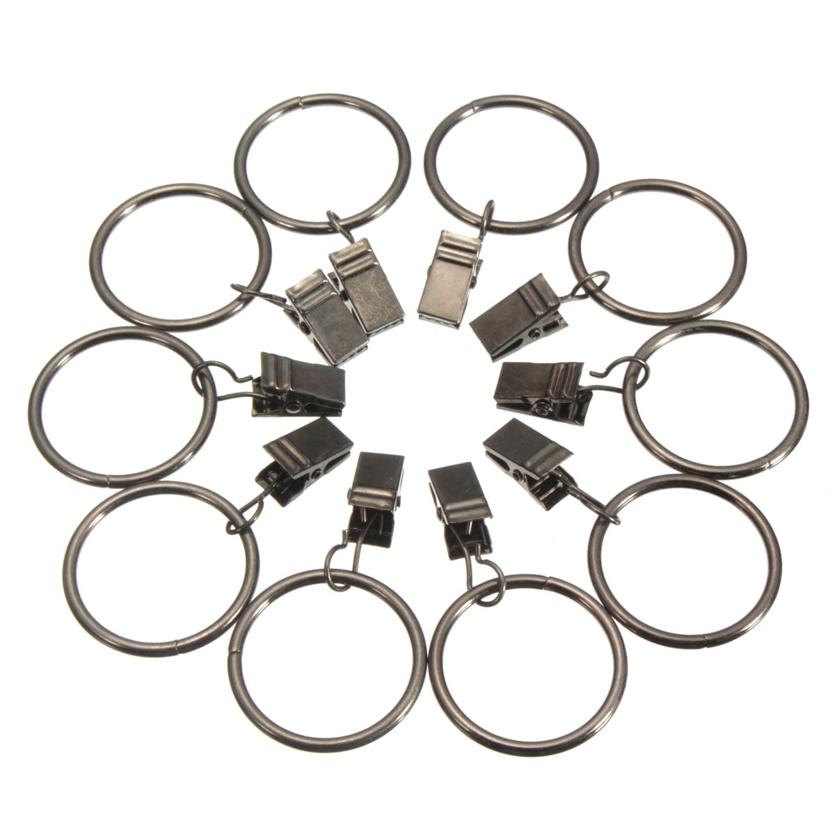 40Pack Metal Curtain Rings Curtain Clips Drapery Rod Ring Net Rail