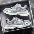 thumbnail image 2 of 's & 's Breathable Mesh Sneakers -  White/Grey/Black/Green Tread - All-Season Casual & Sports Shoes (Unisex Lace-Up) ，Low-Top Sneakers with Anti-Slip Shock-Absorbing Rubber Sole, Cushioned, 2 of 8