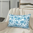 thumbnail image 1 of ZNDUO Rectangular Plush Cushion Cover, Blue Abstract Flower Petal Pattern Non-Pilling Hidden Zip Bedroom Sofa Pillowcases, 14"x20", 1 of 8