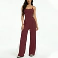 thumbnail image 2 of FRSASU Women's Backless Sleeveless Jumpsuits Wide Leg Rompers Spaghetti Strap Overalls Summer Outfits Wine, 2 of 5