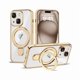 thumbnail image 1 of Chenchen Compatible with iPhone 15 Plus Case with Invisible Magnetic Ring Stand [Compatible with Mag-Safe] [Full Camera Lens Protector] Plating Clear Phone Case for iPhone 15 Plus 6.7", Gold, 1 of 1