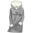 thumbnail image 2 of Guieoi Long Sleeve Fleece Blouses for Women,Women's Winter Fleece Blouses with Hood,Women's Thickened Casual Hooded Sweatshirt Gray Black*Friday/Cyber*Monday Clearance, 2 of 3