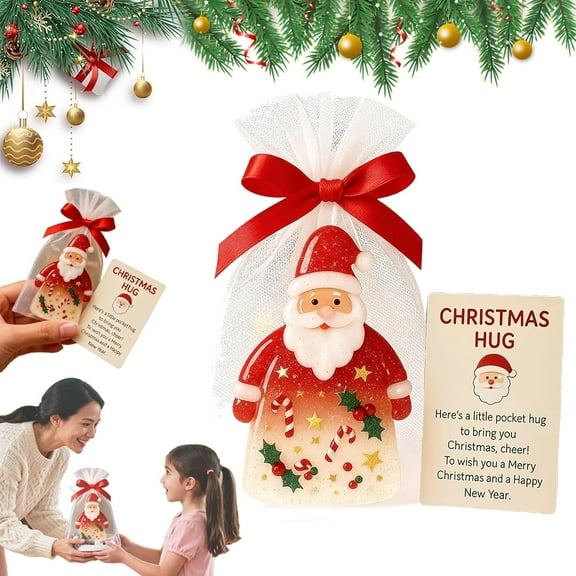 2026 New Little Pocket Christmas Hug, Christmas Pocket Hug Gifts with Encouragement Card, Santa Claus Mini Charm Ornaments, Emotional Support Keepsake for Friends Family, Warm Their Heart (3PCS)