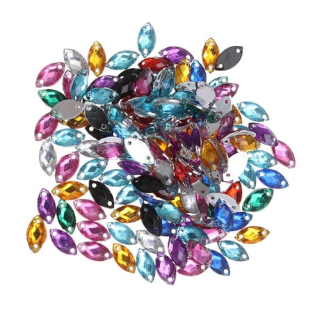 

150pcs Classic Horse Eye Flat Back Sew Rhinestones Plastic Glass Crystal for Dress Clothes DIY Craft Sewing Supplies Accessory with Two Holes(Mixed Colors)